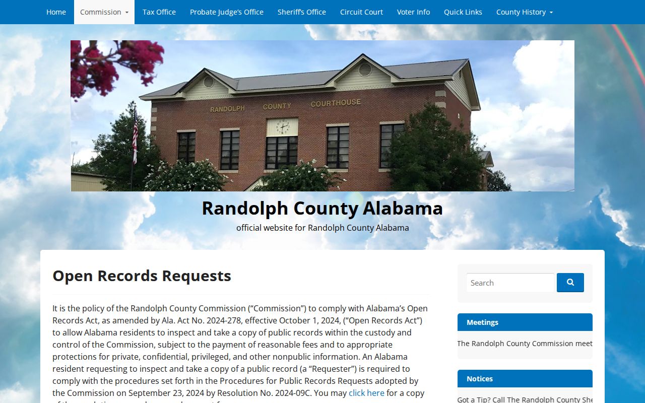 Randolph County released inmates open records request procedure