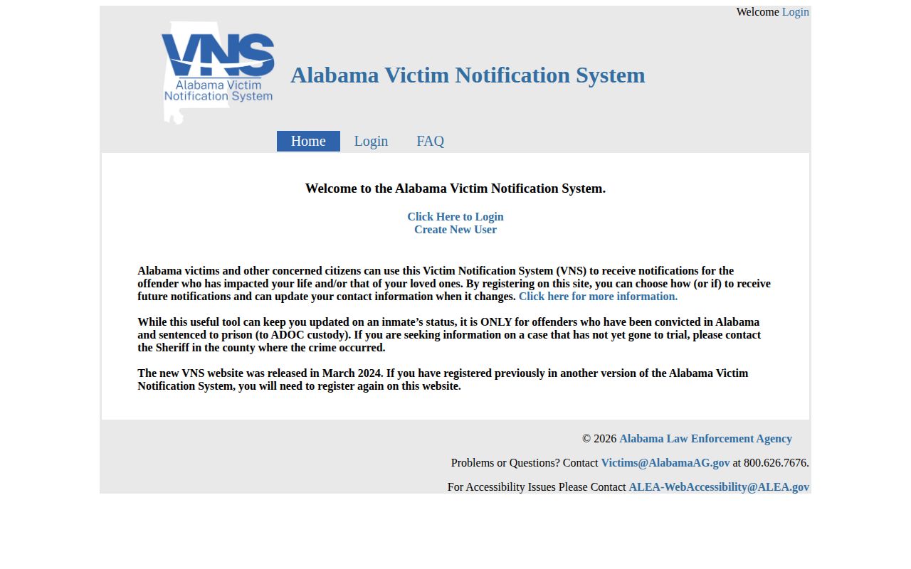 Randolph County VINELink inmate check Alabama VNS release notification